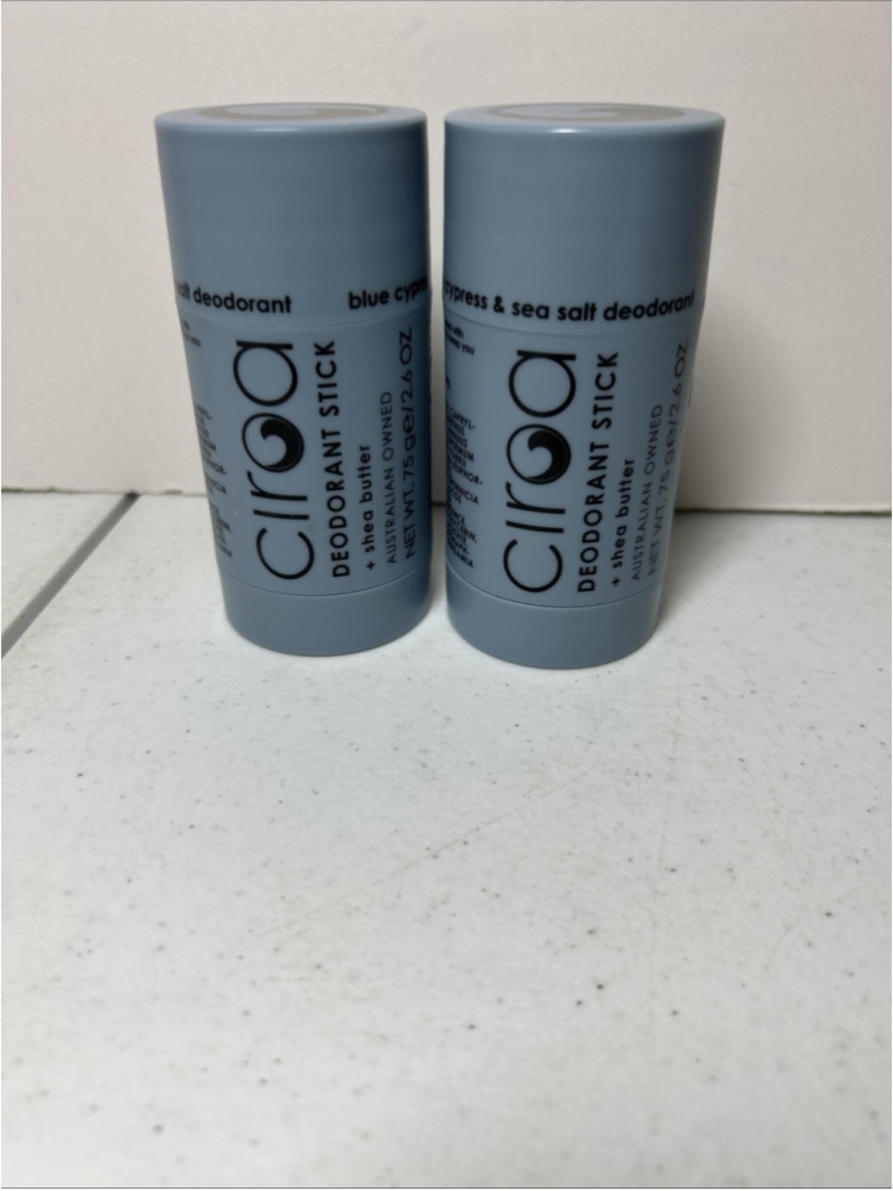 Ciroa Deodorant Stick Blue Cypress & Sea Salt Shea Butter Mens 2.6 oz. Set Of 2